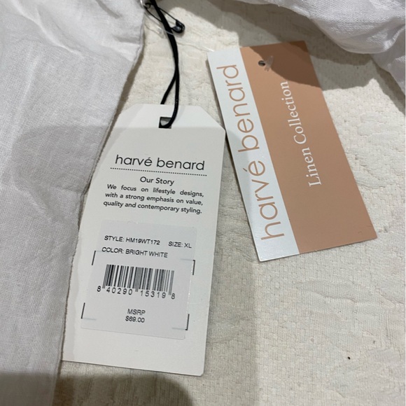 Harve Bénard Tunic White Long VNeck Blouse Top XL Linen - Picture 6 of 8